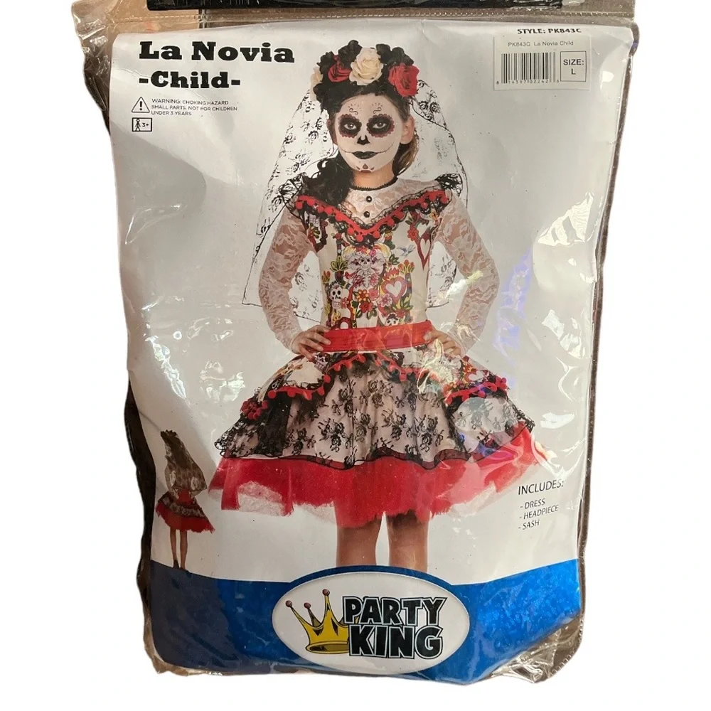 Yandy Party King La Novia Child Day Of The Dead Bride Costume Black Cream Large